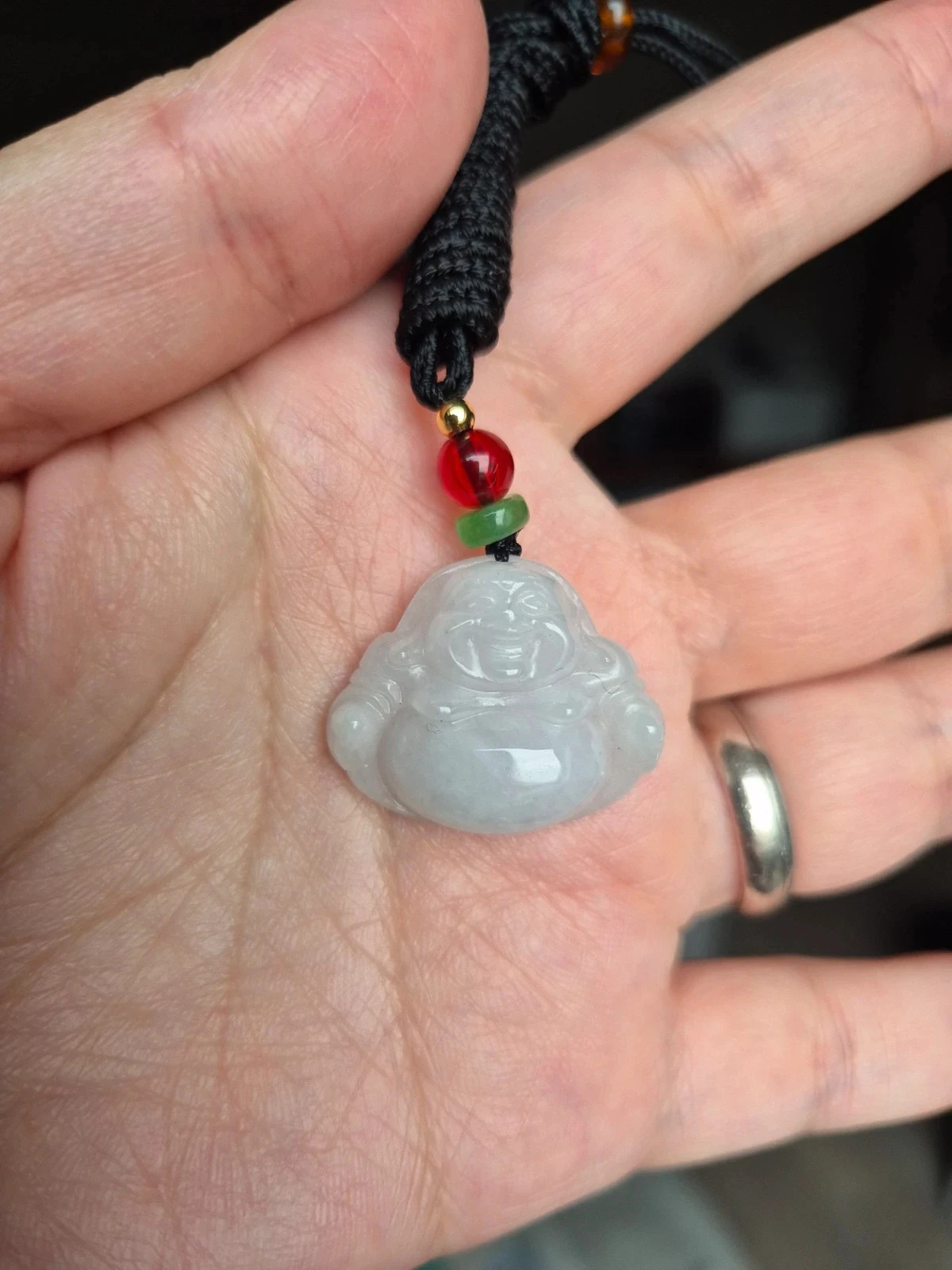 #Natural untreated jadeite jade Buddha pendant with necklace – photo 7